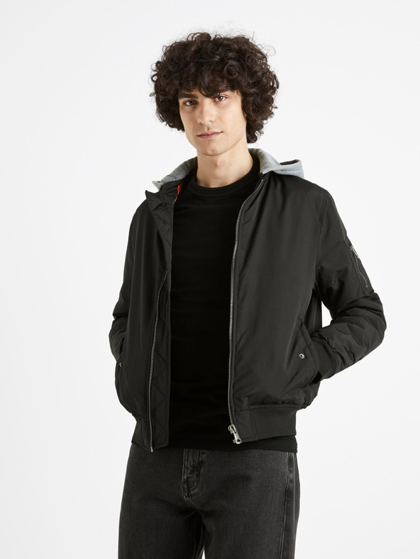 Celio Fekete férfi kapucnis bomber Celio Cujameshoo