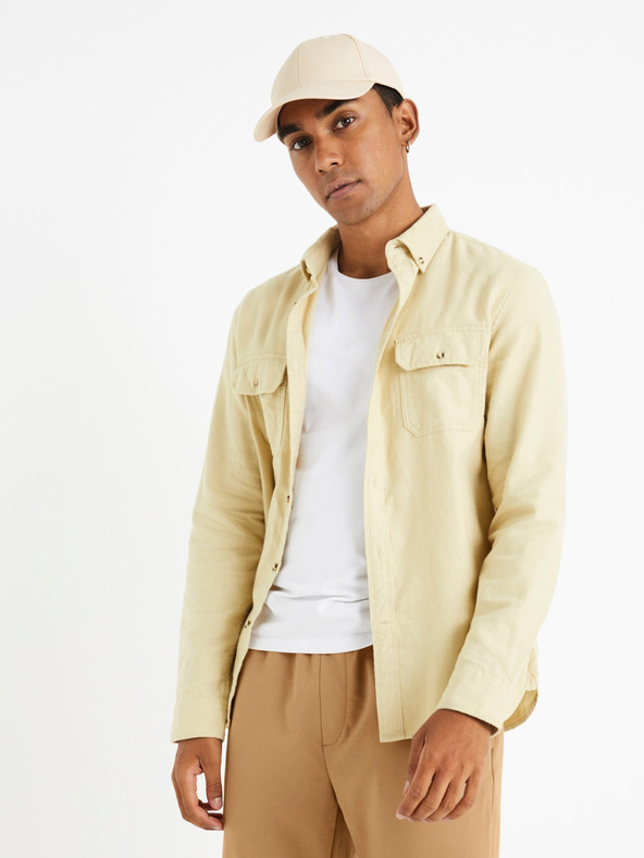 Celio Bézs férfi flanel ing Celio Caoflacko