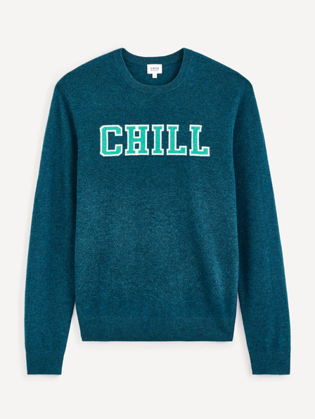 Celio Petrol férfi merinói gyapjú pulóver Celio Cenormal