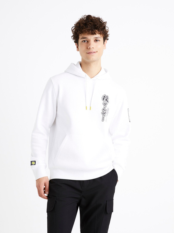 Celio Fehér Férfi Sweatshirt Nyomtatott hátul Celio Assassination Classroom
