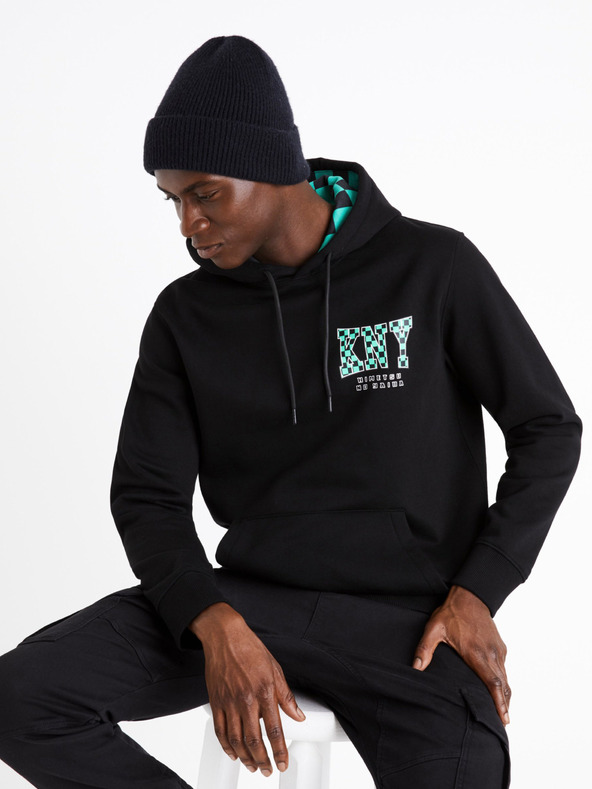 Celio Fekete Férfi nyomtatott pulóver Celio Démonölő