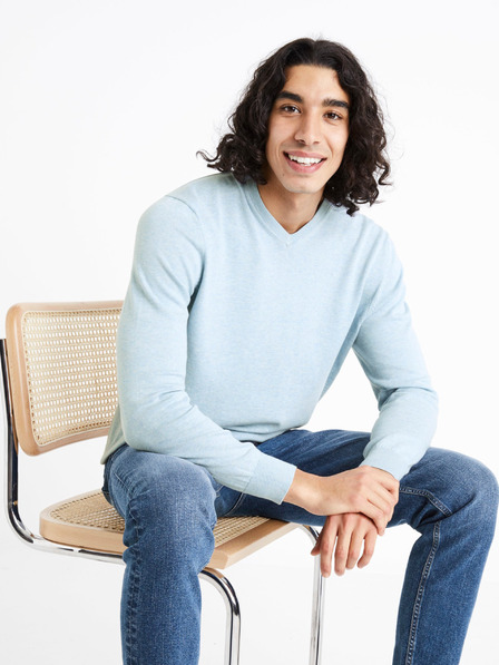 Celio Világoskék férfi Celio Decotonv pulóver