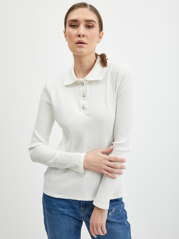 Orsay ORSAY fehér bordázott női pólóing