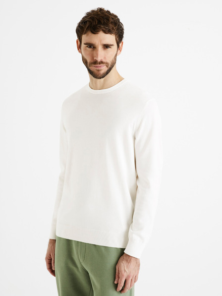 Celio Krémszínű férfi alap pulóver Celio Decoton