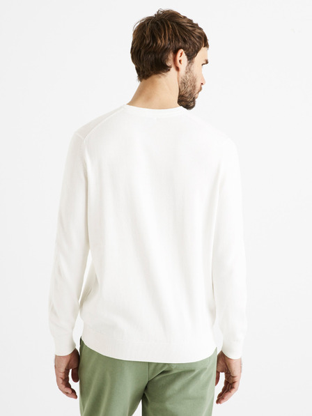 Celio Krémszínű férfi alap pulóver Celio Decoton