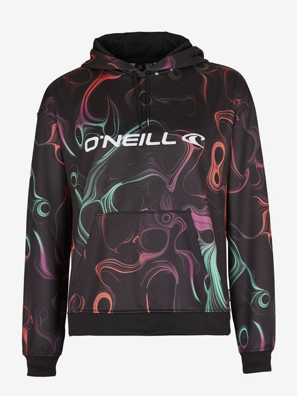 O'Neill Narancssárga és fekete női mintás O'Neill RUTILE HOODIE FLEECE RUTILE HOODIE FLEECE pulóver