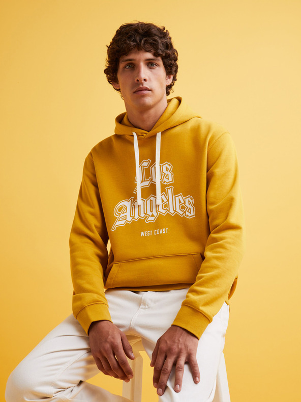 Celio Mustár férfi kapucnis pulóver Celio Fecago