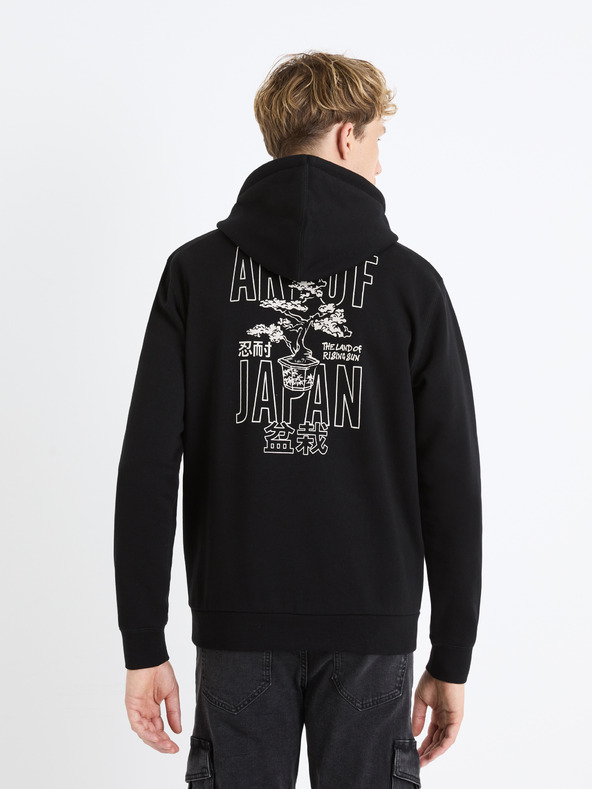 Celio Fekete férfi kapucnis pulóver Celio Fejabowl