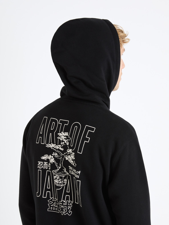 Celio Fekete férfi kapucnis pulóver Celio Fejabowl