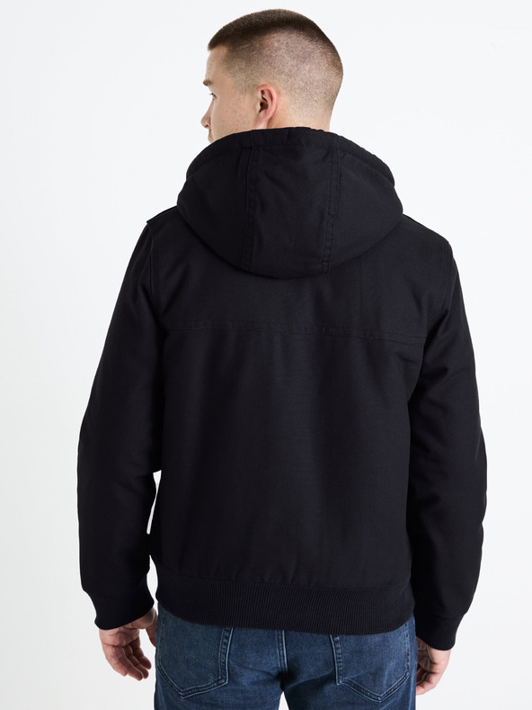 Celio Sötétkék férfi műszőrme kabát Celio Fuhoodie