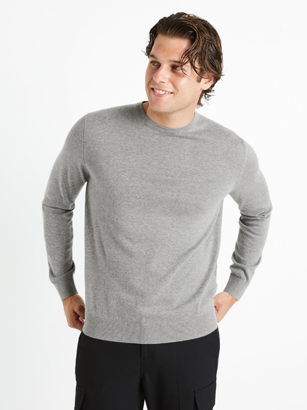 Celio Világosszürke férfi basic pulóver Celio Decotonv