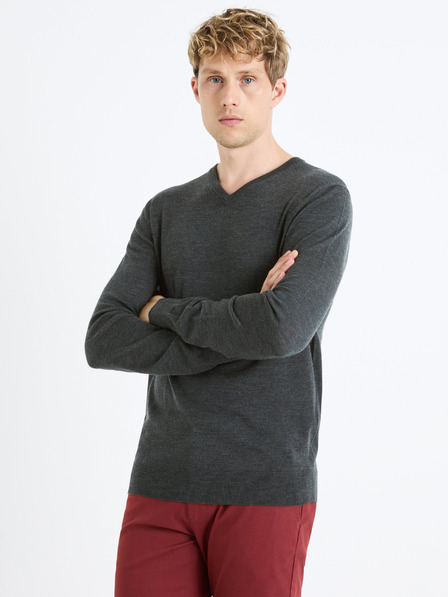 Celio Sötétszürke férfi gyapjúpulóver Celio Semeriv