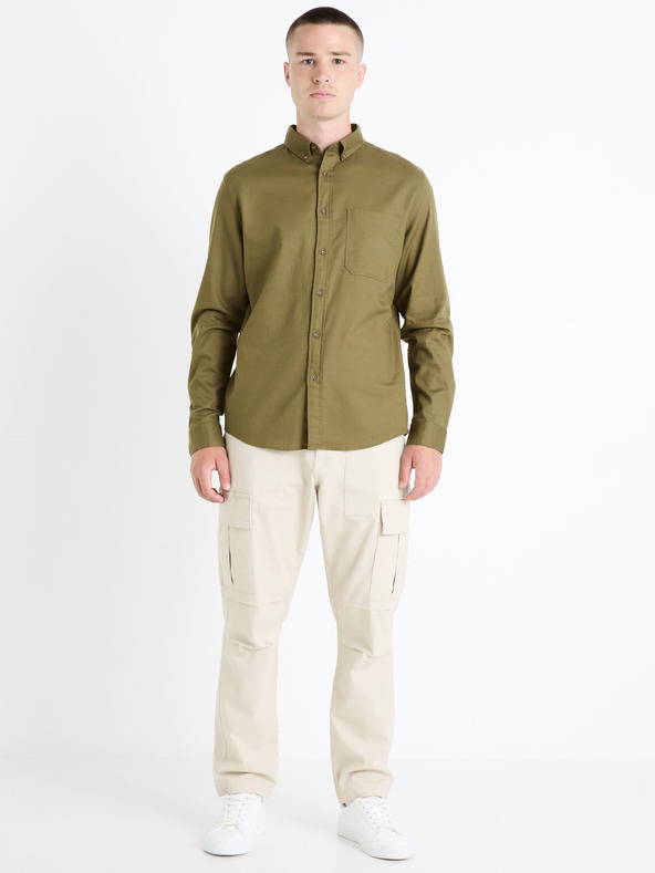 Celio Khaki színű férfi ing Celio Farobone2