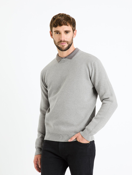 Celio Szürke férfi alap pulóver Celio Beclo