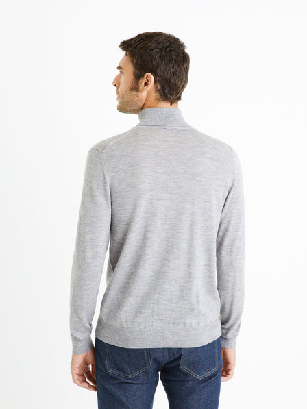 Celio Világosszürke férfi basic garbó pulóver Celio Menos