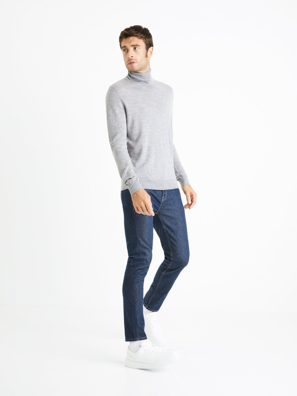 Celio Világosszürke férfi basic garbó pulóver Celio Menos