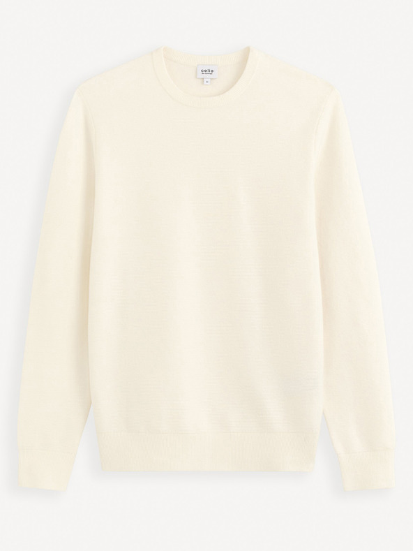 Celio Krémszínű férfi alap pulóver Celio Felinode