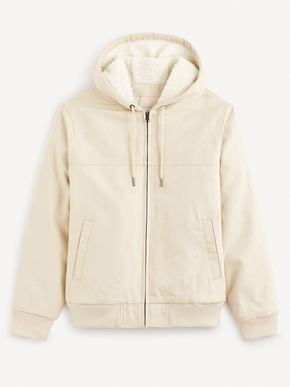 Celio Celio Fuhoodie krémszínű férfi műszőrme dzseki Celio Fuhoodie