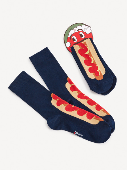 Celio Sötétkék férfi mintás Celio Hot Dog zokni
