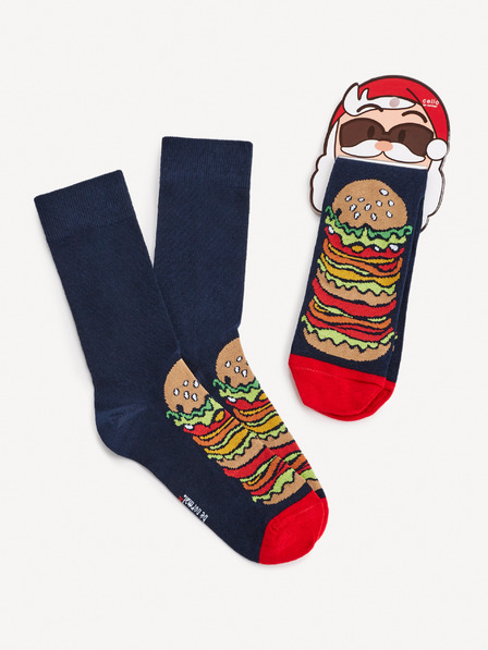 Celio Sötétkék mintás férfi zokni Celio Burger Burger
