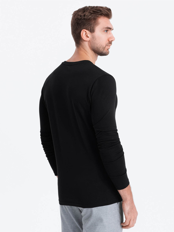 Ombre Clothing Fekete férfi v-nyakú póló Ombre ruházat