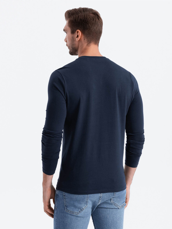 Ombre Clothing Sötétkék férfi v-nyakú póló Ombre Ruházat