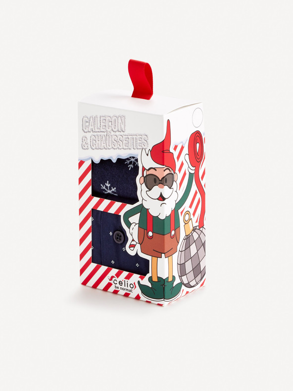 Celio Sötétkék férfi rövidnadrág és zokni készlet Celio ajándékcsomagban