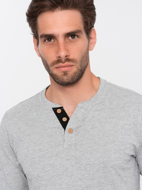 Ombre Clothing Szürke férfi gombos ing Ombre Clothing HENLEY Ombre Clothing HENLEY