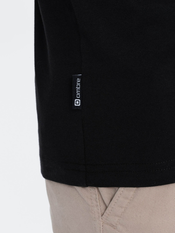 Ombre Clothing Fekete férfi gombos póló Ombre Clothing HENLEY