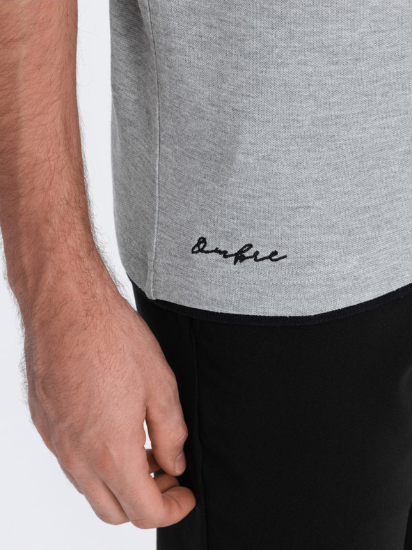 Ombre Clothing Szürke férfi póló póló Ombre Ruházat