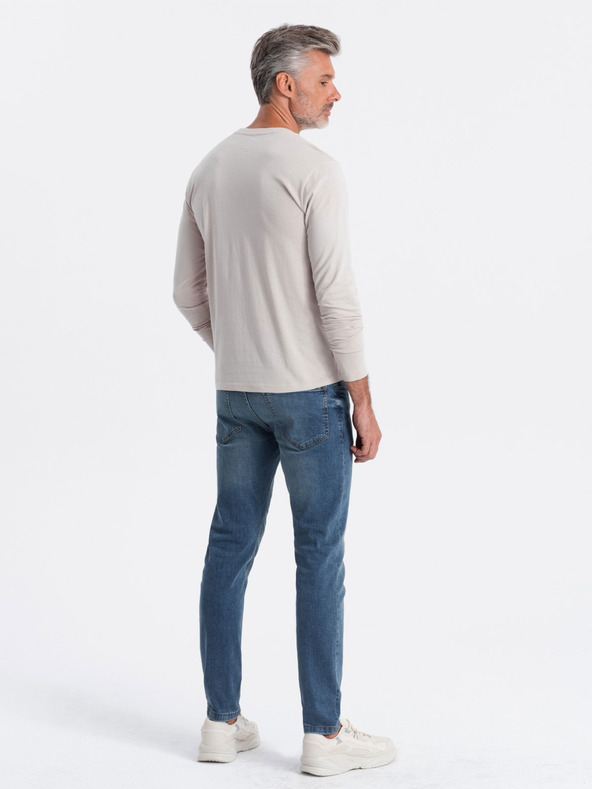 Ombre Clothing Világosszürke férfi gombos póló Ombre Clothing HENLEY