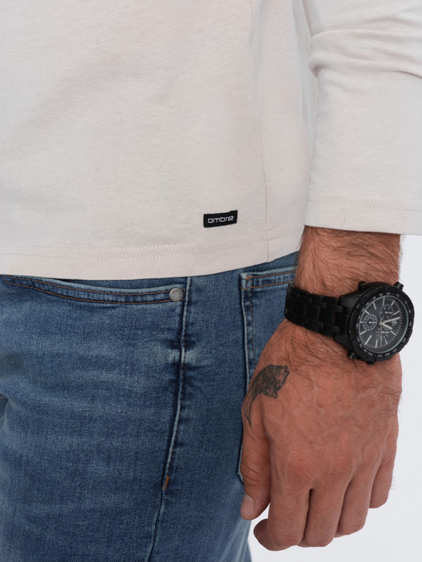 Ombre Clothing Világosszürke férfi gombos póló Ombre Clothing HENLEY