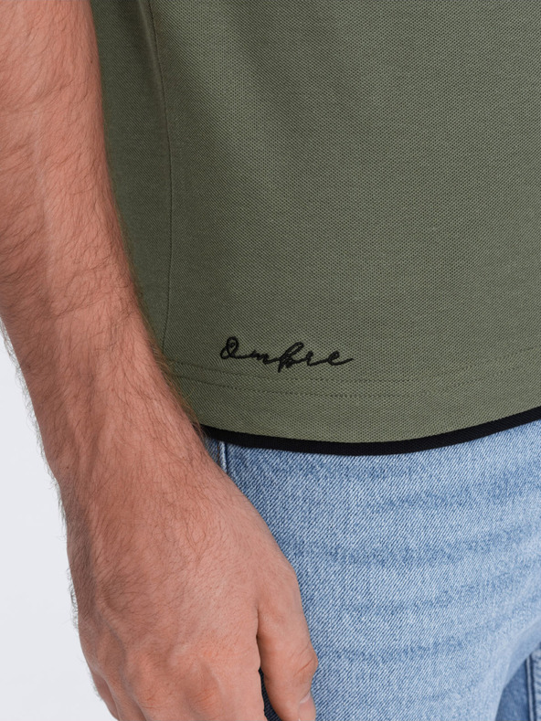Ombre Clothing Zöld férfi póló póló Ombre Clothing