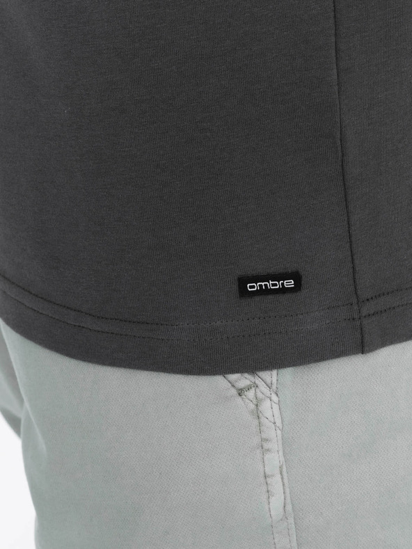 Ombre Clothing Sötétszürke férfi gombolós ing Ombre Clothing HENLEY