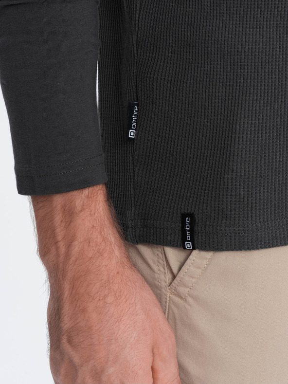 Ombre Clothing Sötétszürke férfi alap ing zsebbel Ombre Ruházat