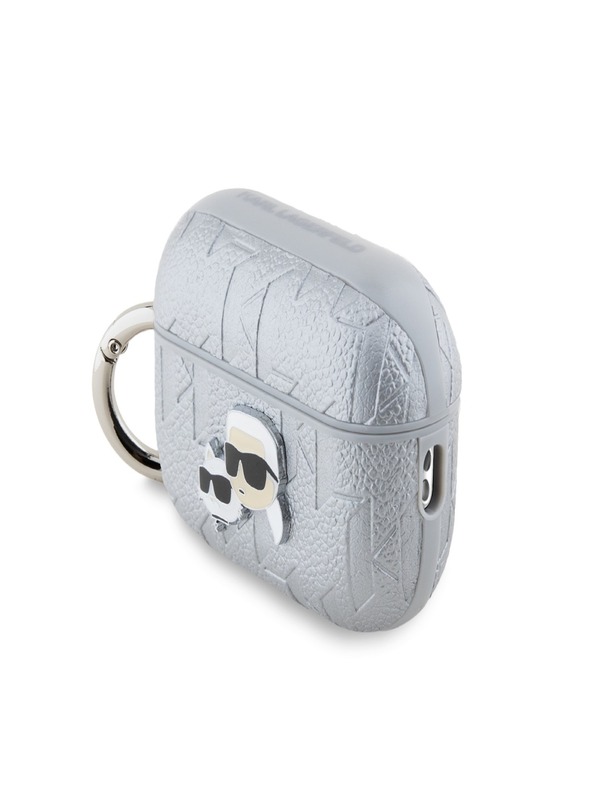 Karl Lagerfeld PU dombornyomott Karl és Choupette fejek tok az AirPods Pro 2 ezüst Karl Lagerfeld számára Karl Lagerfeld