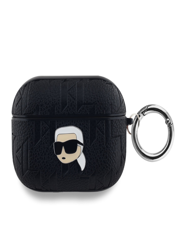 Karl Lagerfeld Karl Lagerfeld PU dombornyomott Karl fejek tokja az AirPods Pro fekete készülékhez