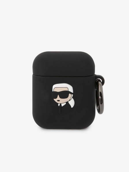Karl Lagerfeld 3D logó NFT Karl Head szilikon tok Airpods 1/2 fekete Karl Lagerfeld fekete Karl Lagerfeldhez