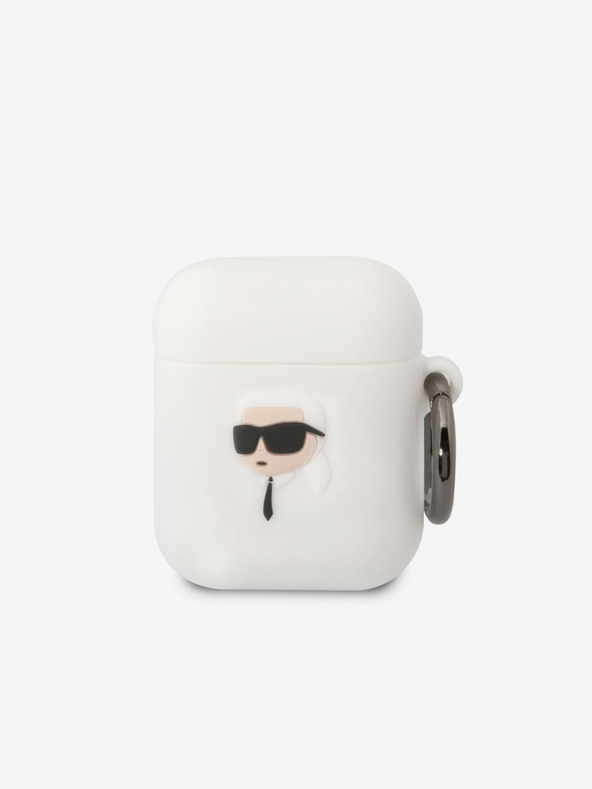 Karl Lagerfeld 3D Logo NFT Karl Head NFT Karl Head szilikon tok Airpods 1/2 Fehér Karl Lagerfeld
