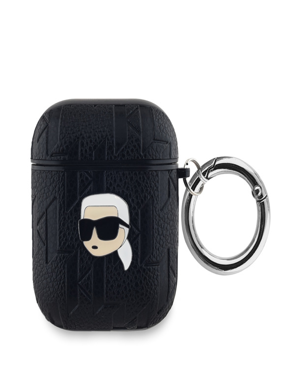 Karl Lagerfeld Karl Lagerfeld PU dombornyomott Karl fej tok az AirPods 1/2 fekete készülékre