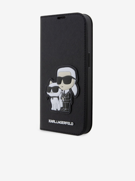 Karl Lagerfeld PU Saffiano Karl és Choupette Karl Lagerfeld NFT könyv tok iPhone 13 Pro fekete Karl Lagerfeld fekete iPhone 13 Pro-hez