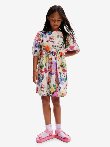 Desigual Lila és krémszínű virágos lányruha Desigual Akira