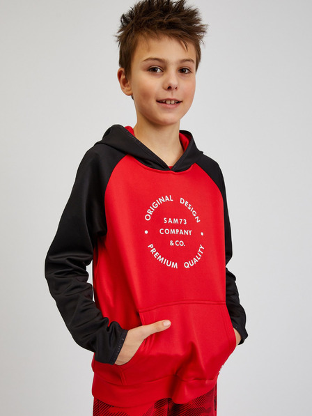 Sam 73 Fekete-piros unisex gyerek kapucnis pulóver SAM73 Draco
