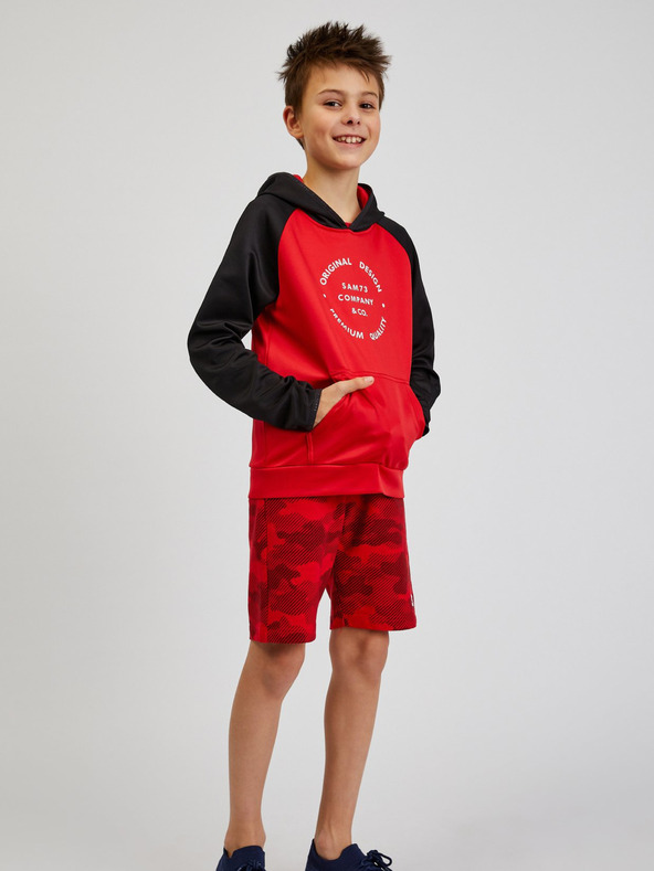 Sam 73 Fekete-piros unisex gyerek kapucnis pulóver SAM73 Draco