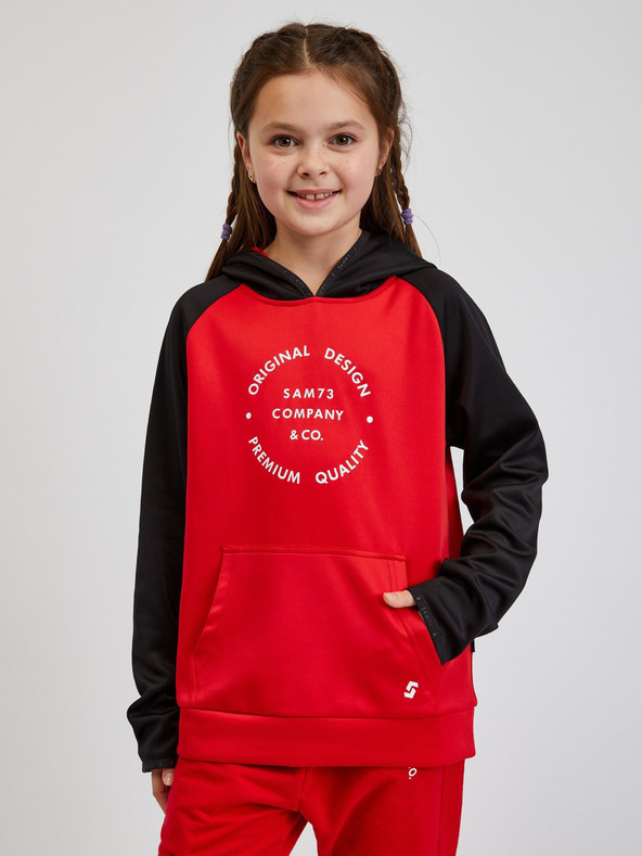 Sam 73 Fekete-piros unisex gyerek kapucnis pulóver SAM73 Draco