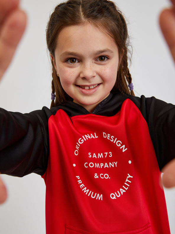 Sam 73 Fekete-piros unisex gyerek kapucnis pulóver SAM73 Draco