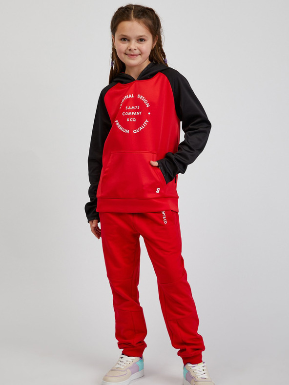 Sam 73 Fekete-piros unisex gyerek kapucnis pulóver SAM73 Draco