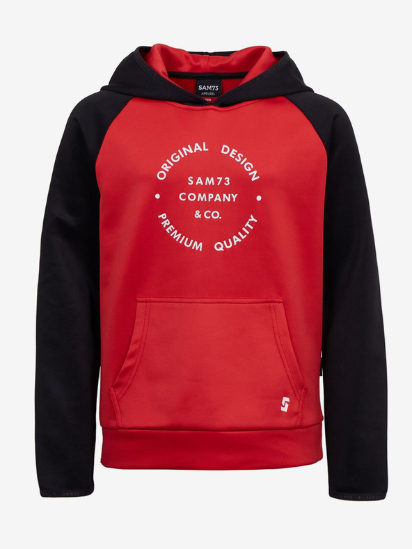 Sam 73 Fekete-piros unisex gyerek kapucnis pulóver SAM73 Draco