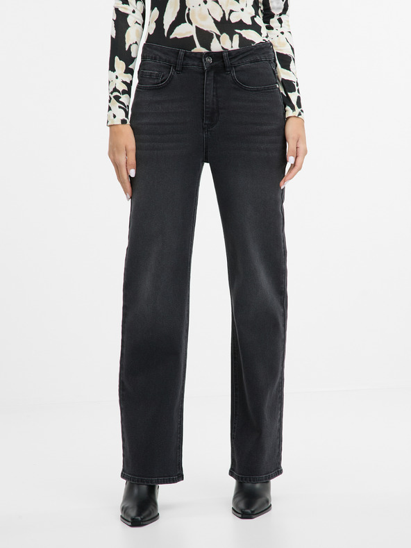 Orsay ORSAY fekete női széles szárú farmer