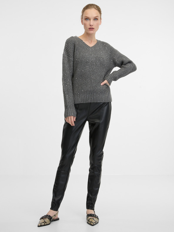 Orsay ORSAY fekete műbőr női nadrág